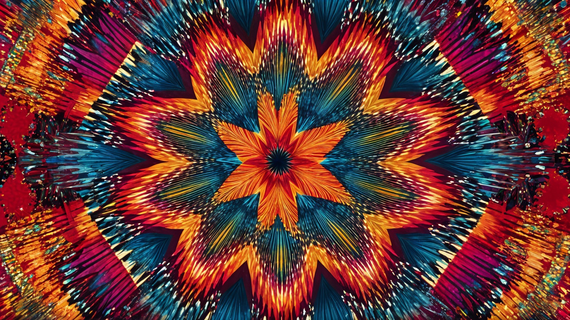 Vibrant Star-Shaped Kaleidoscopic Pattern Design