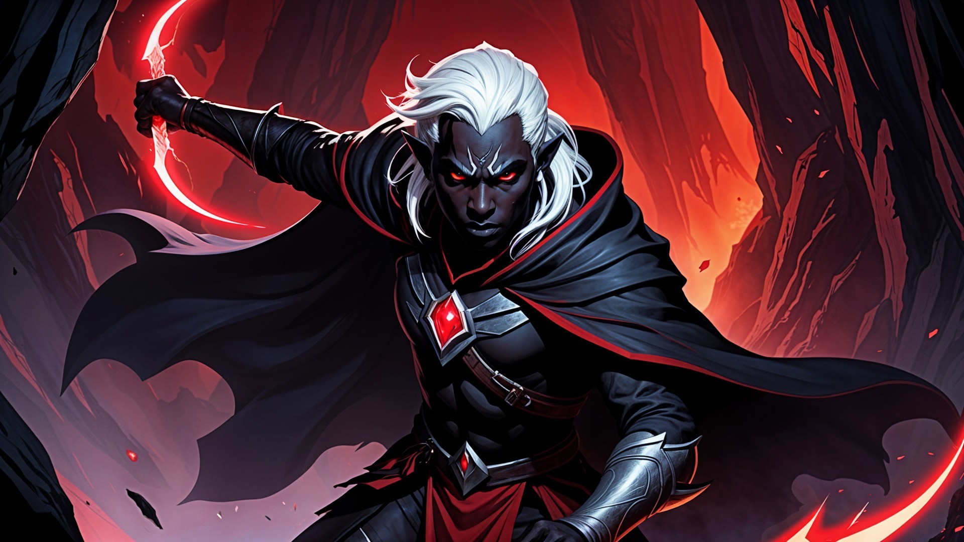 Dark Fantasy Character with Scimitars on Clifftop