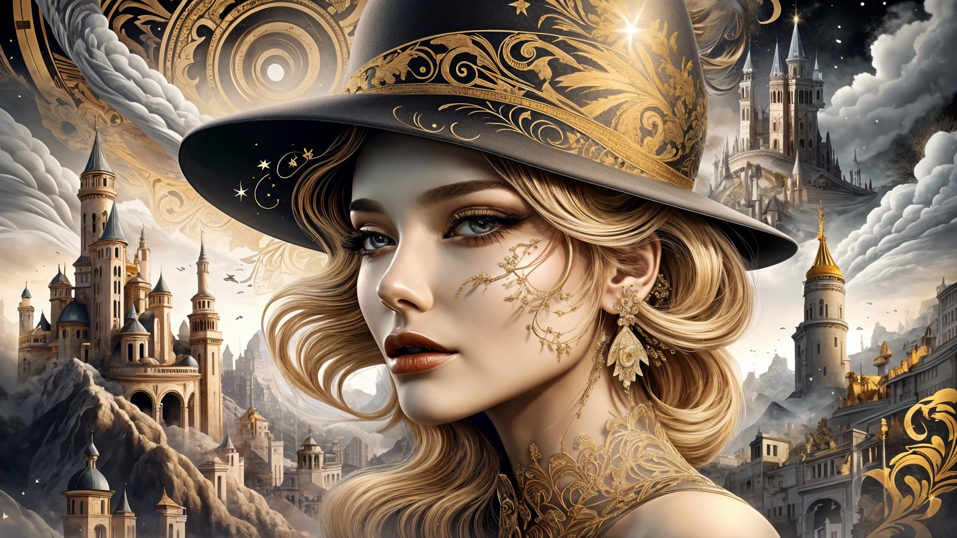 Portrait of a Woman in a Mystical Landscape