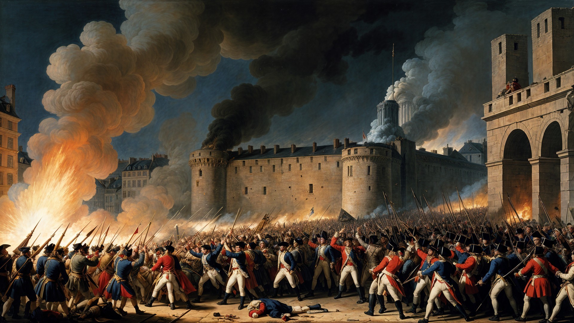 Dramatic Historical Battle with Soldiers and Fortress