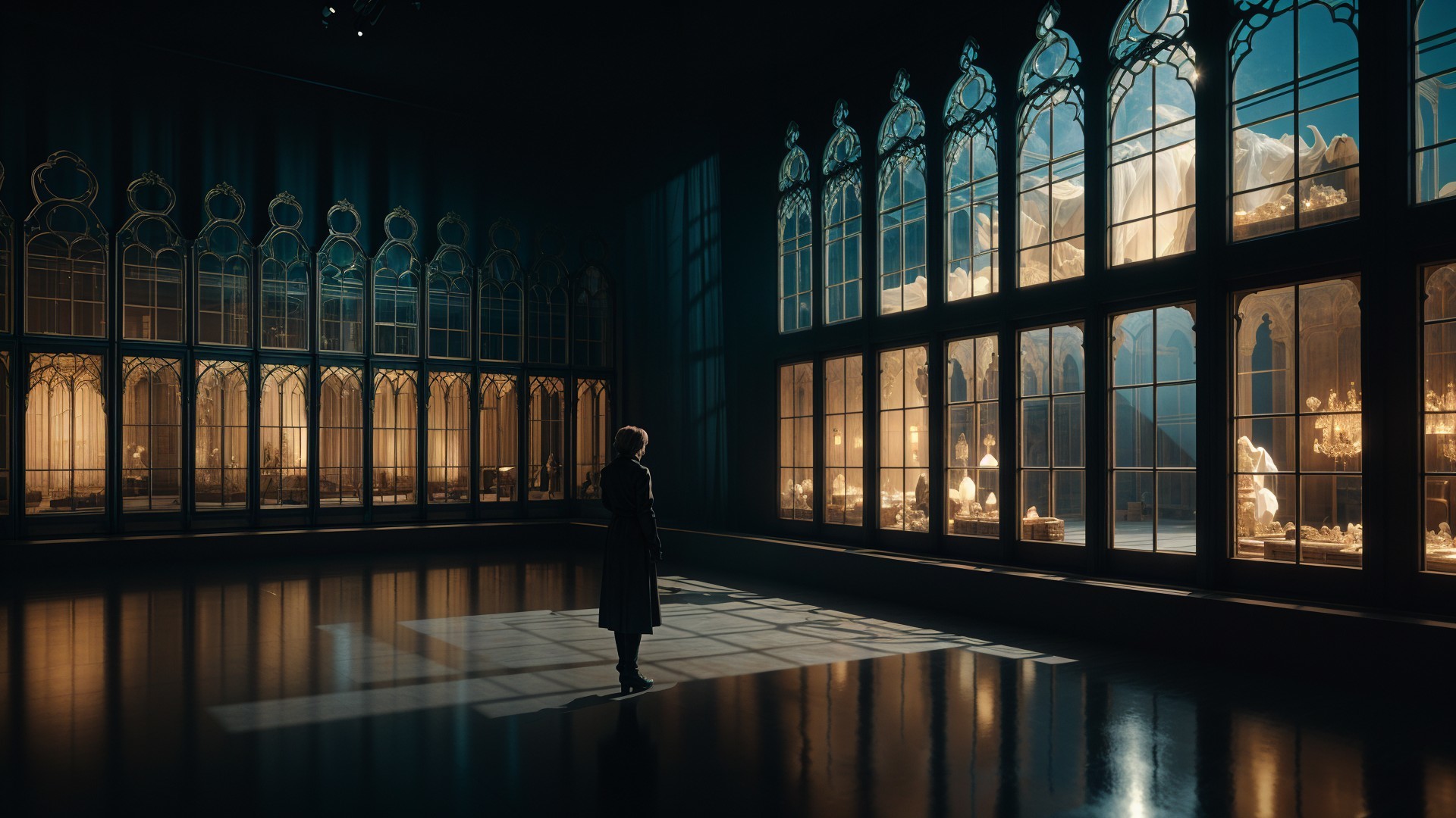Grand Gallery with Majestic Light and Shadow Play