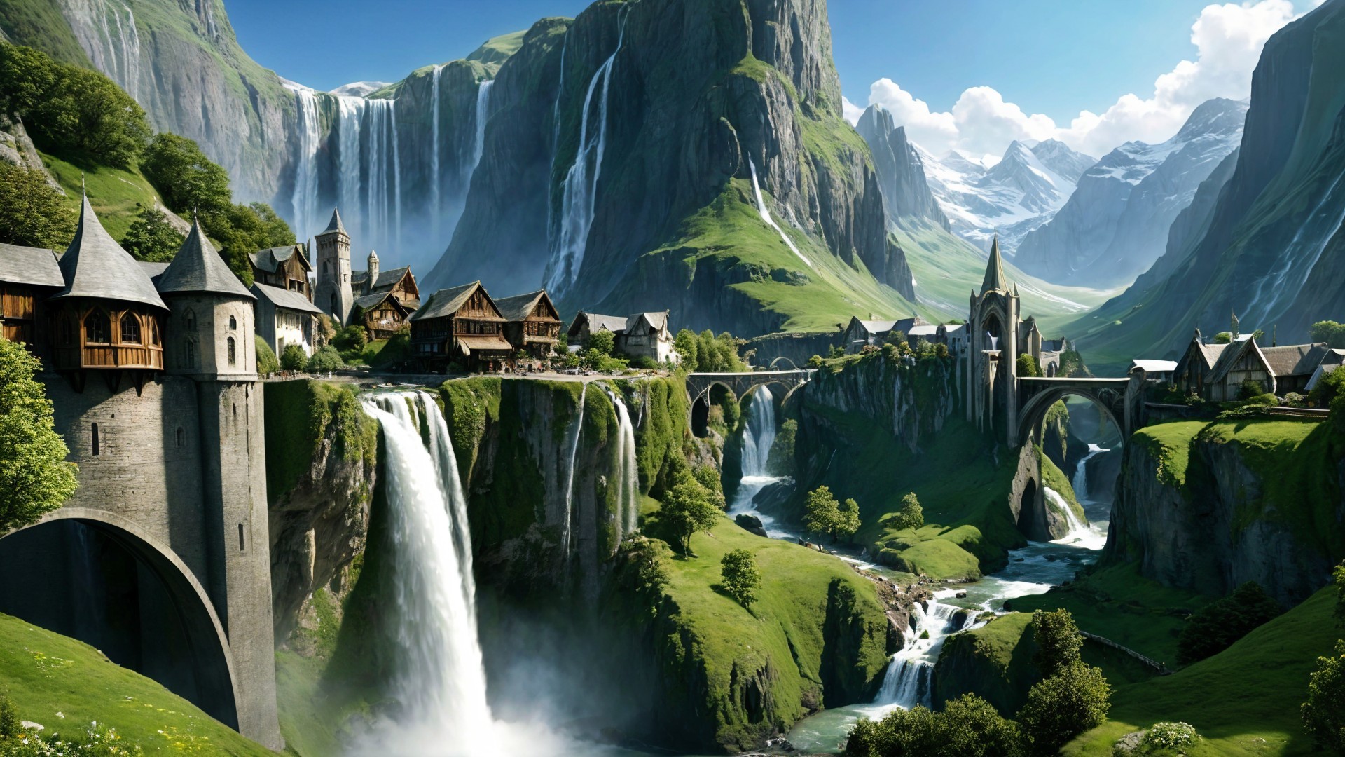 Charming Village Surrounded by Lush Green Mountains
