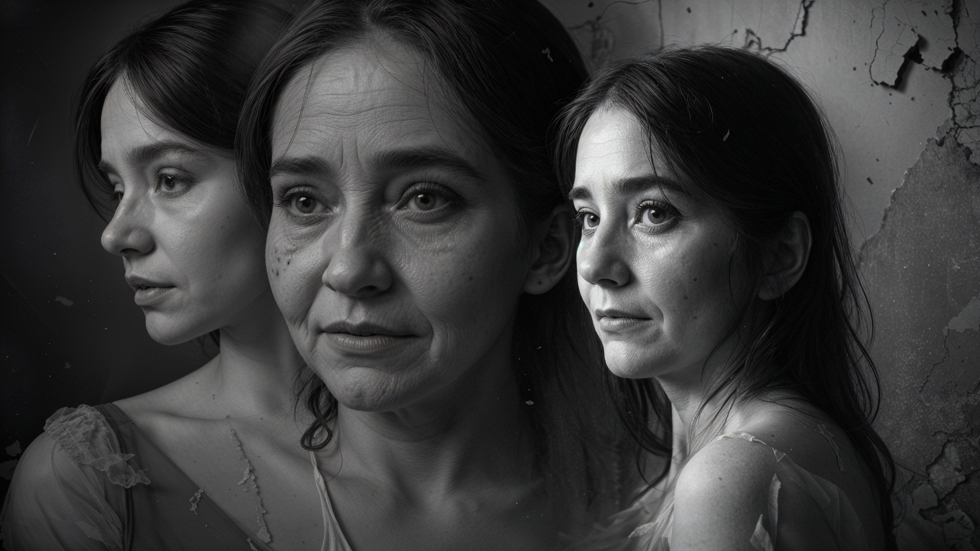 Black-and-White Portraits of a Contemplative Woman