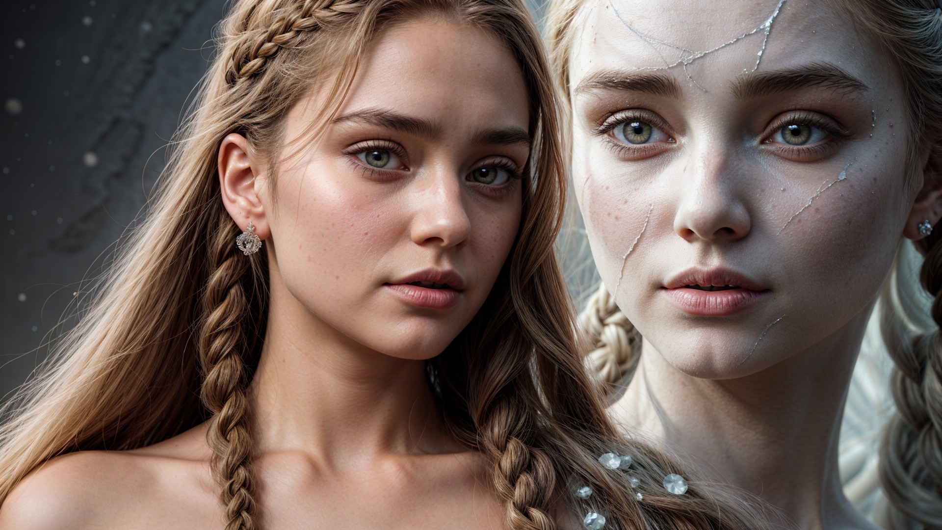 Young woman with braided hair in an ethereal setting