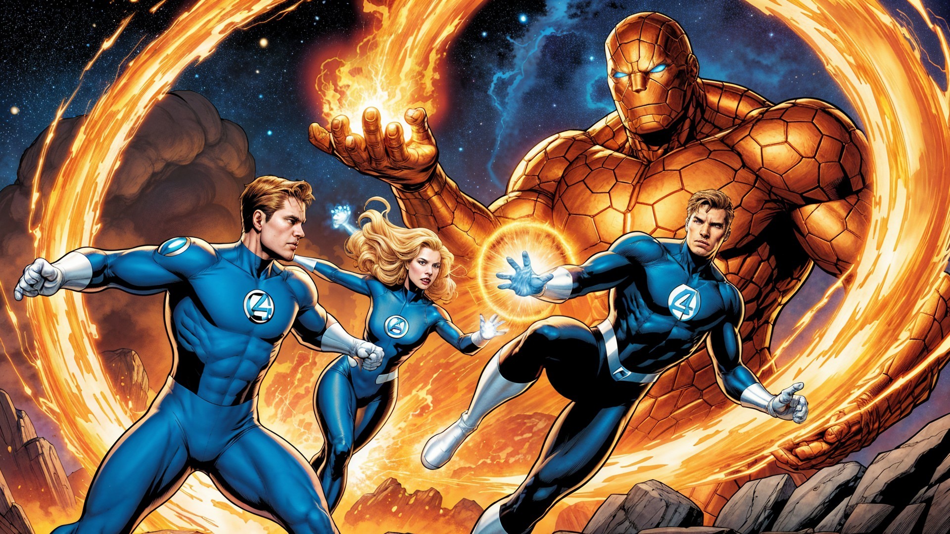 Fantastic Four in Vibrant Comic Book Style
