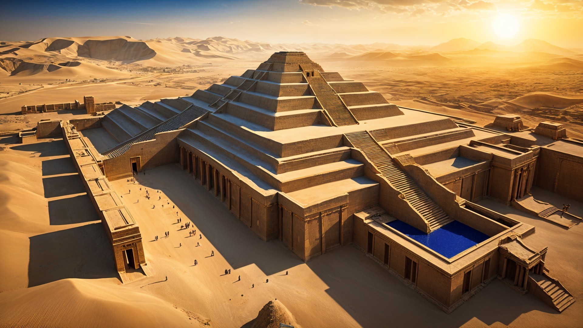 Majestic Pyramid Surrounded by Desert Landscape