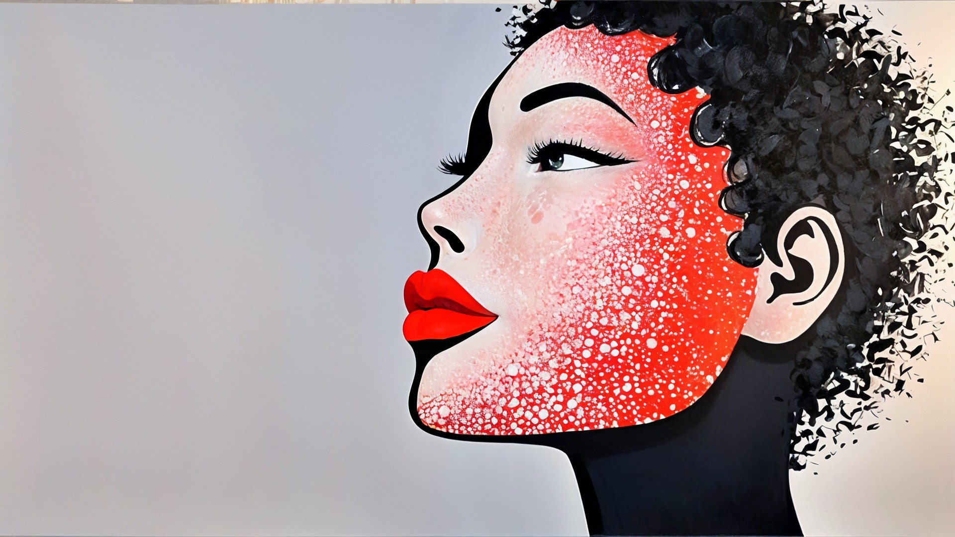 Stylized Profile of a Woman with Curly Hair