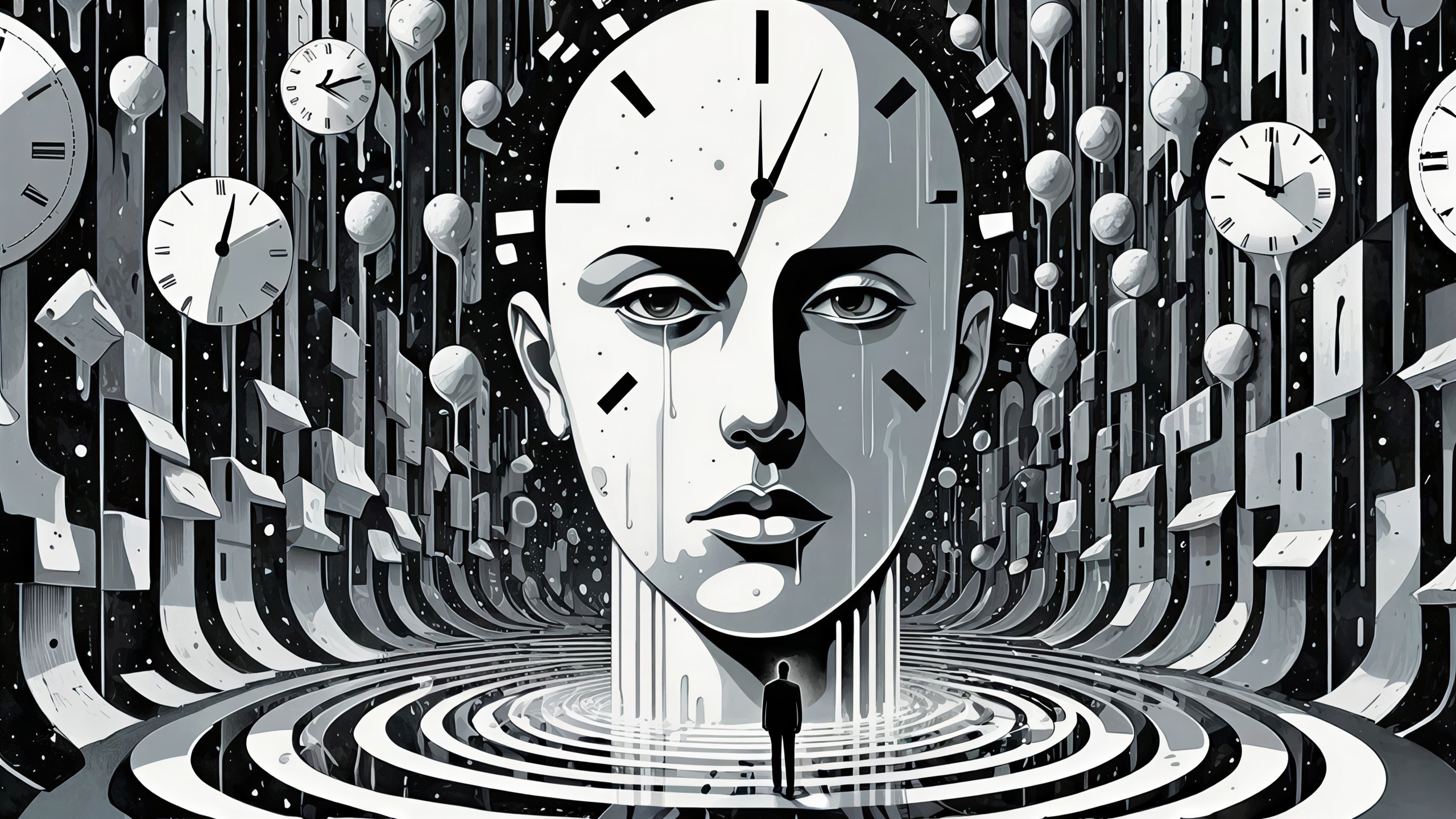 Surreal Digital Painting of a Clock Face Woman