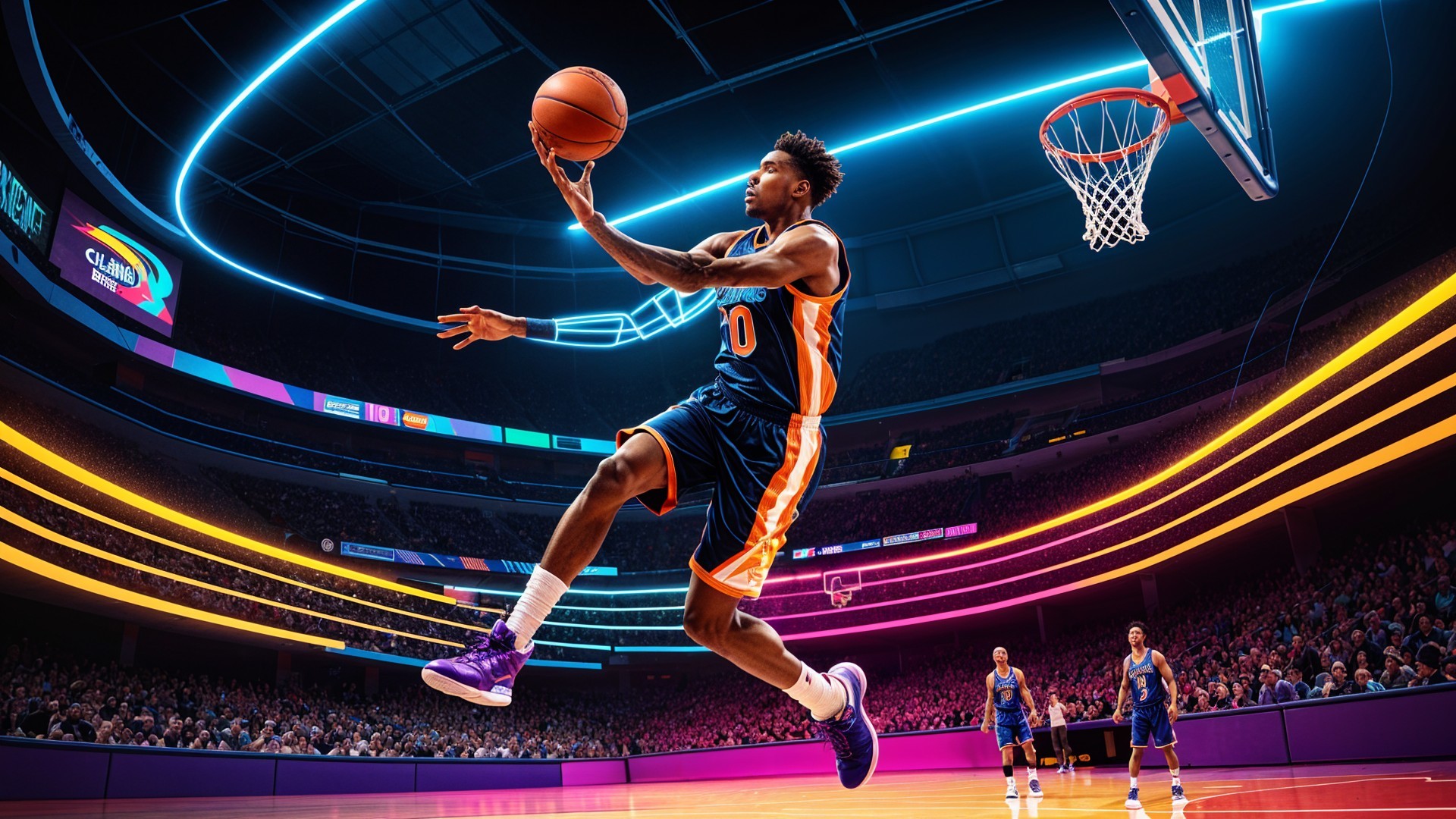 Basketball Player in Action at Vibrant Arena