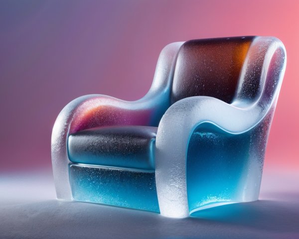 Translucent Modern Armchair with Glossy Blue Tones