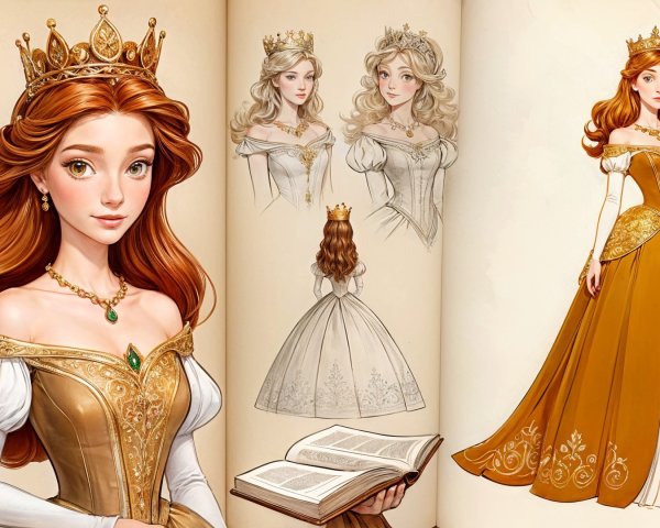 Elegant Princess Character Concept with Detailed Attire