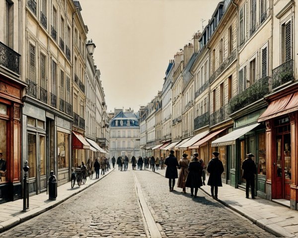 Historic Parisian Street Scene with Classic Architecture