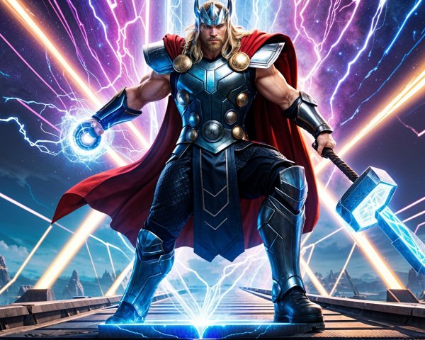 Norse God-Inspired Superhero in Metallic Armor