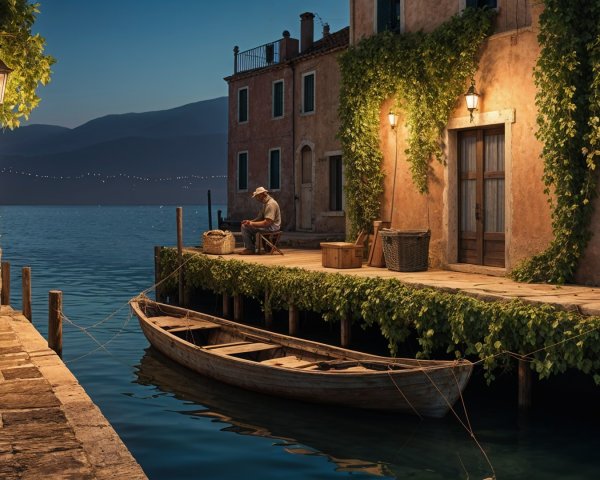 Serene Nighttime Canal Scene with Charming Buildings