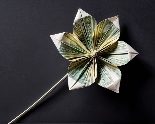Folded Currency Flower with Elegant Stem Design