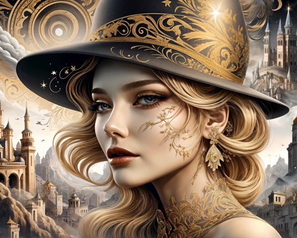 Portrait of a Woman in a Mystical Landscape