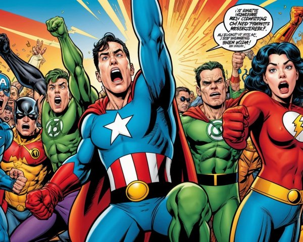 Diverse Superheroes in Action-Packed Scene
