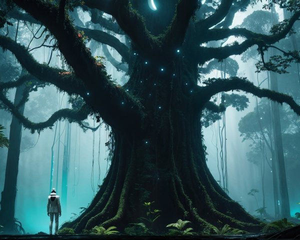 Colossal Ancient Tree in a Mystical Forest Setting
