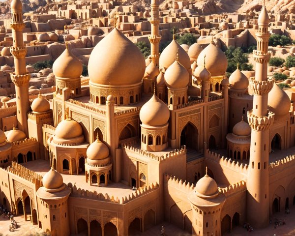 Majestic Desert Palace with Persian Architectural Elements