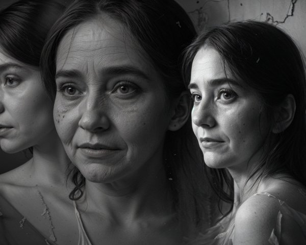 Black-and-White Portraits of a Contemplative Woman