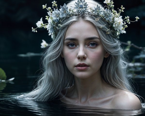 Close-up Portrait of a Young Woman in Water Setting