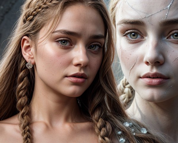 Young woman with braided hair in an ethereal setting