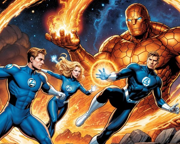 Fantastic Four in Vibrant Comic Book Style