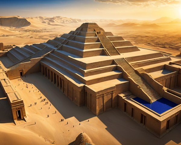 Majestic Pyramid Surrounded by Desert Landscape