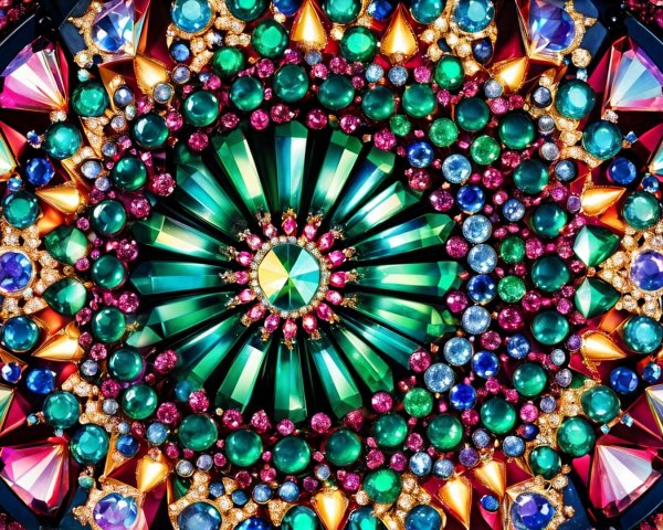 Colorful Gemstone Mosaic with Intricate Patterns