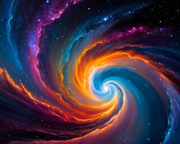 Vibrant Galaxy Spiral with Twinkling Stars and Nebula