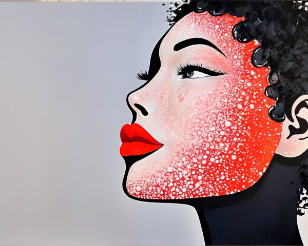 Stylized Profile of a Woman with Curly Hair