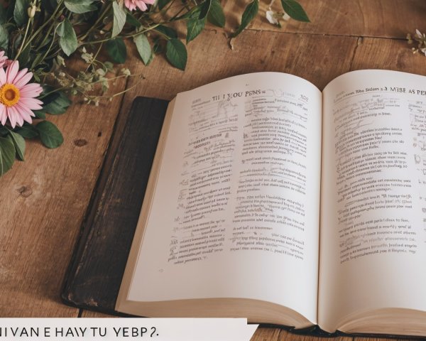 Open Book with Handwritten Notes and Floral Decor