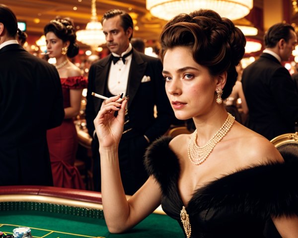 Glamorous Casino Scene with Elegant Guests and Atmosphere