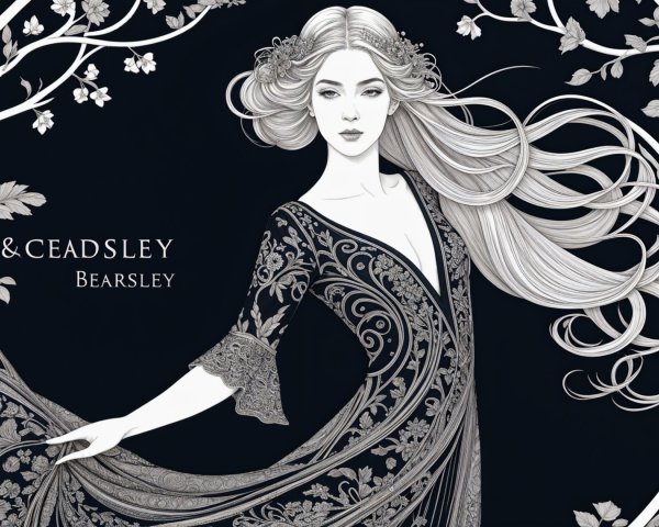 Intricate Illustration of a Graceful Woman in Dress