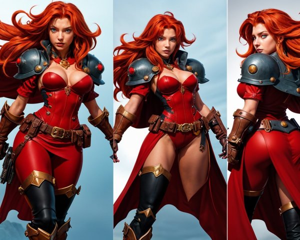 Warrior in Red Armor with Sword and Tactical Gear