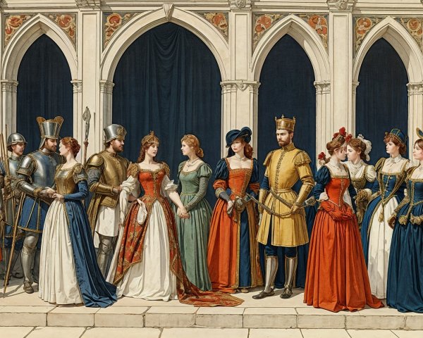 Elegant Nobility and Knights in Historical Gathering