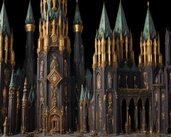 Grand architectural structure with spires and detailing