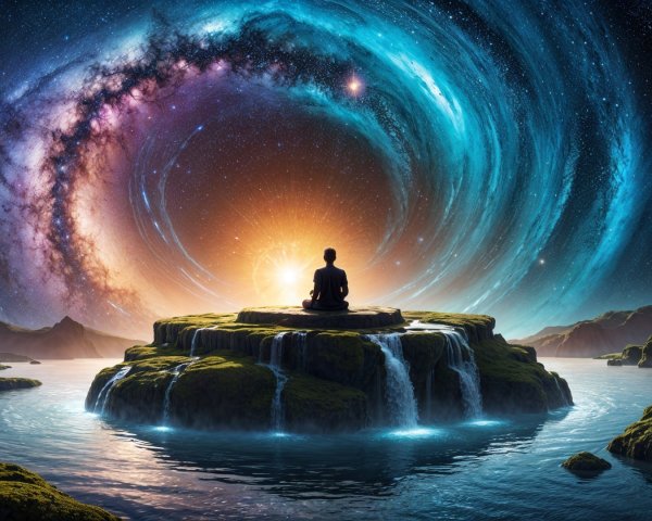 Meditation in a Cosmic Landscape with Waterfalls