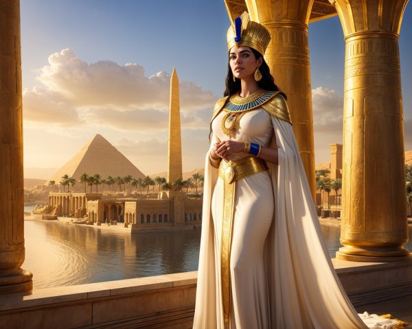 Regal Figure in Grand Ancient Egyptian Setting