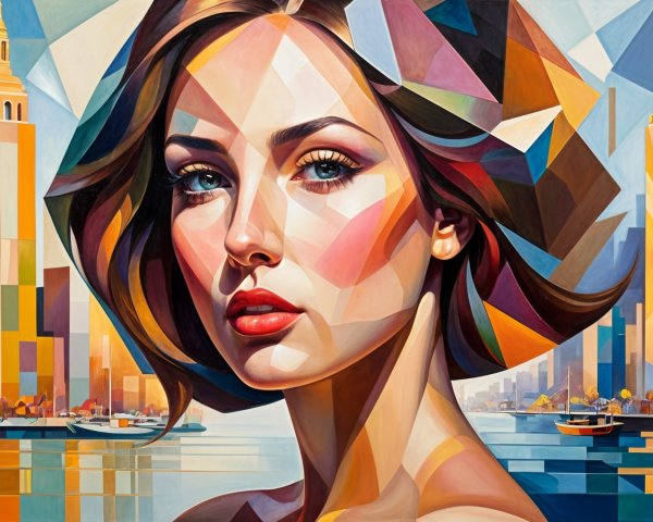 Abstract Portrait of a Woman with Urban Backdrop