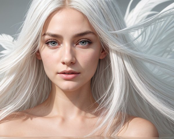 Ethereal Portrait of a Young Woman with White Hair