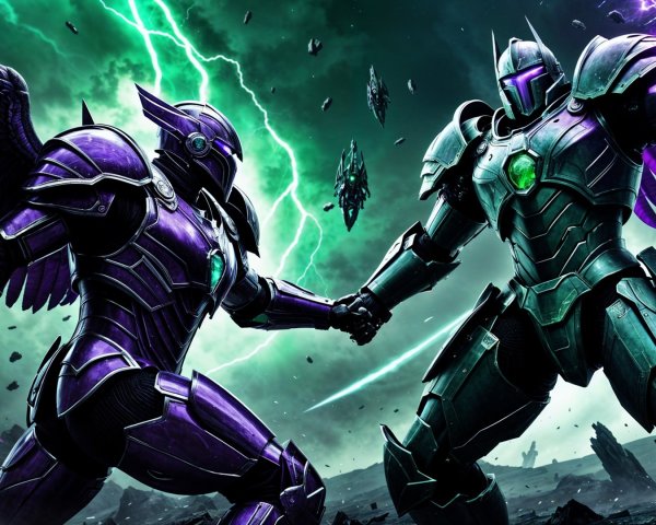 Armored Warriors Face Off in Stormy Showdown