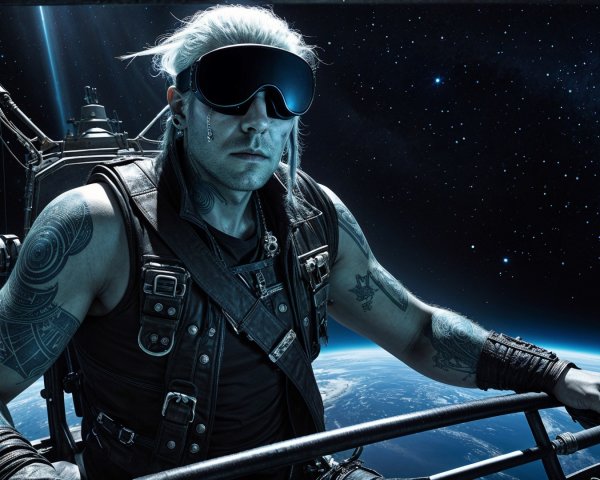 Futuristic Space Adventurer with Platinum Hair and Craft