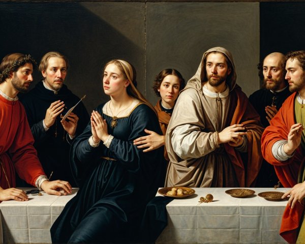 Last Supper Scene with Jesus and Disciples' Expressions