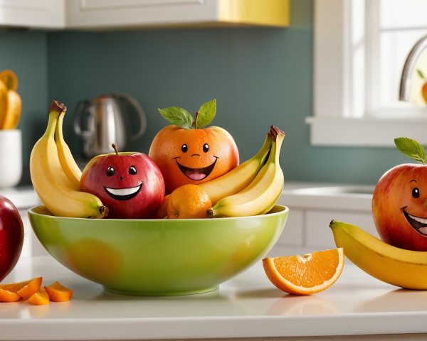 Cheerful Fruit Arrangement with Cartoonish Faces