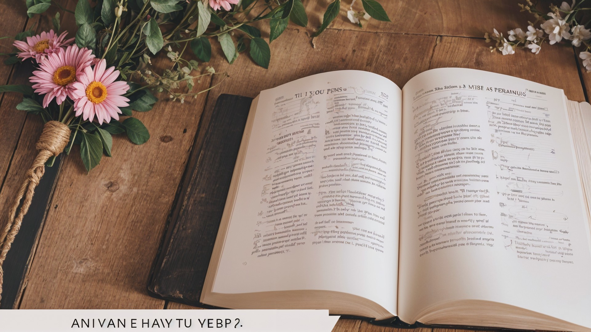 Open Book with Handwritten Notes and Floral Decor