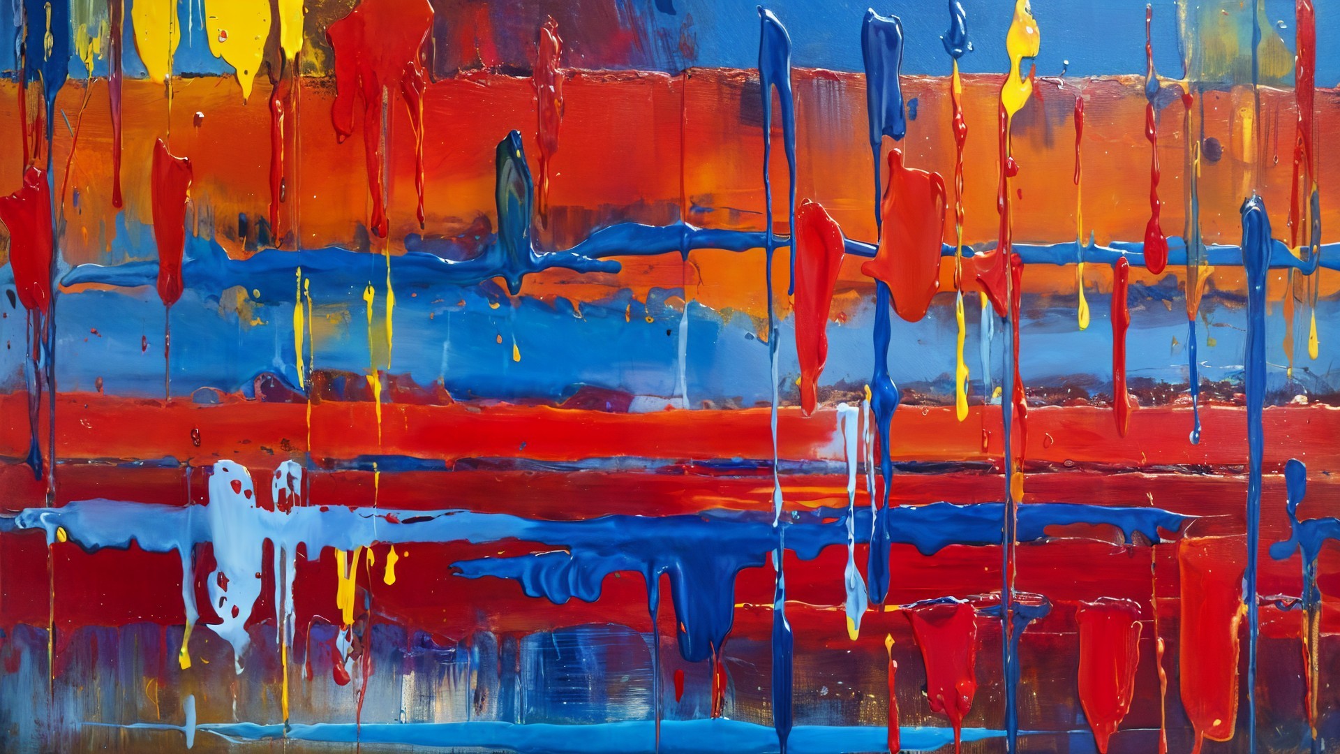 Vibrant Abstract Painting with Bold Color Swaths