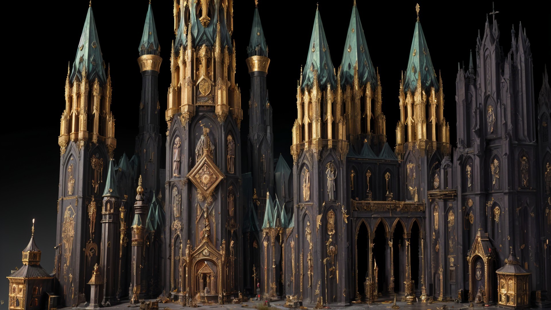 Grand architectural structure with spires and detailing