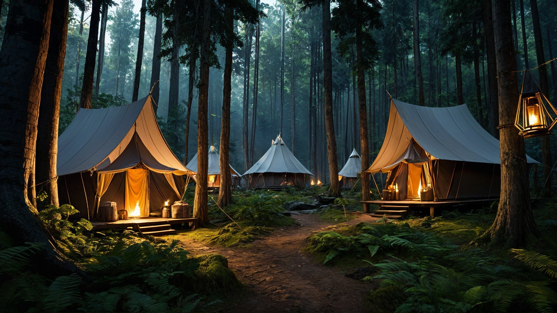 Serene Glamping Site in a Lush Forest Retreat