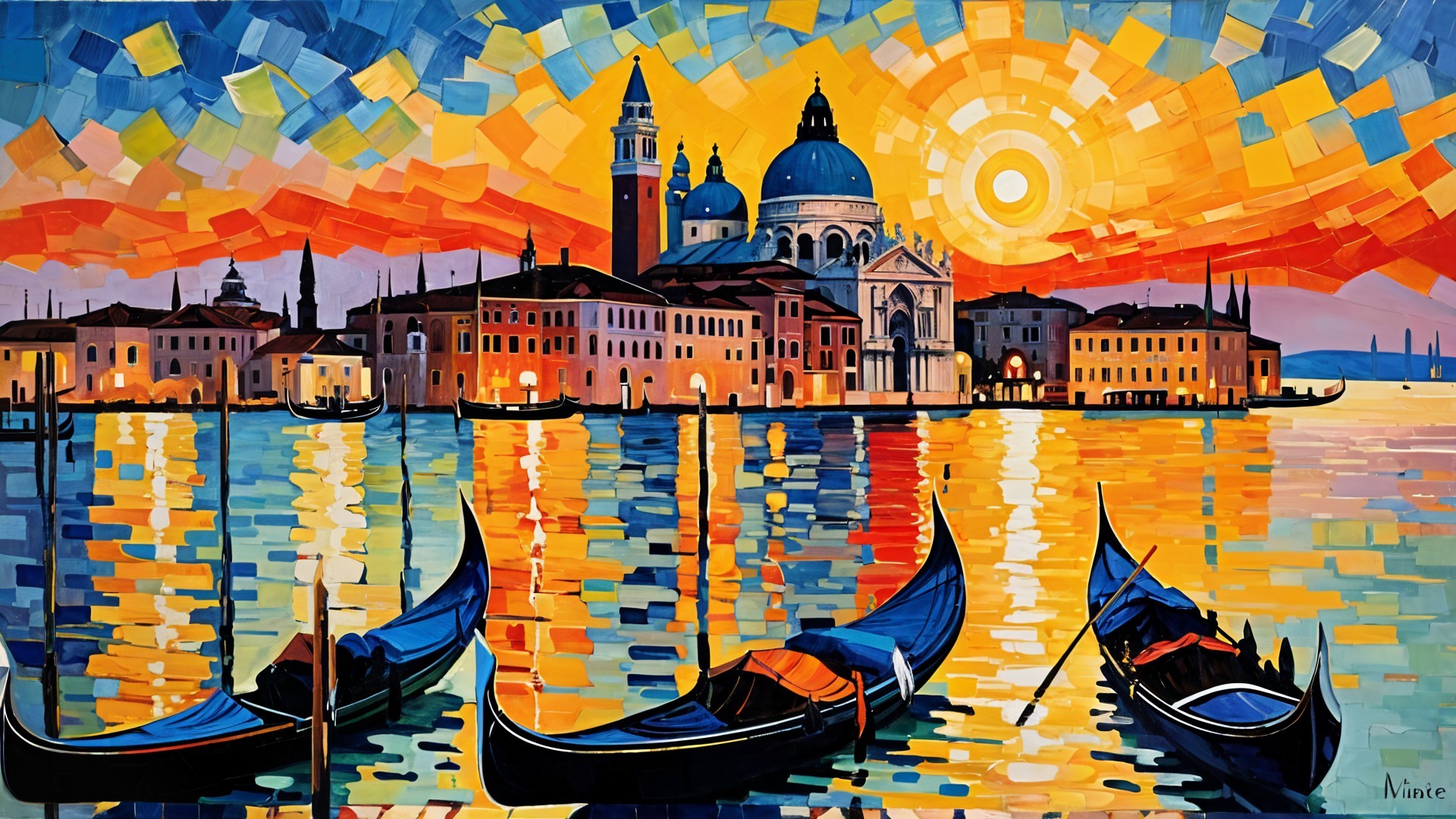 Vibrant Sunset Over Picturesque Venetian Landscape